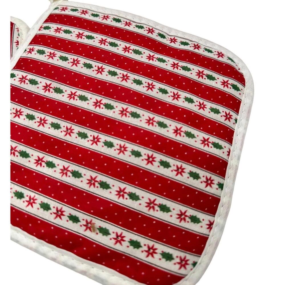 Vintage Woolworth's Christmas Potholders Set of 2 White Green & Red New with Tag - Picture 2 of 5
